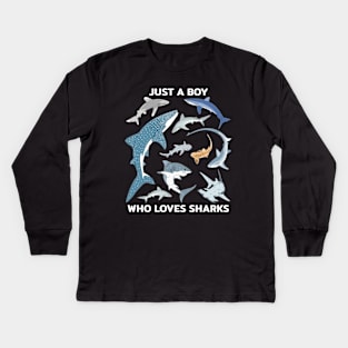 Just a boy who loves sharks Kids Long Sleeve T-Shirt